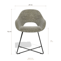 Eetkamerstoel Milan 6516, afmetingen 58 x 60 x 83 cm