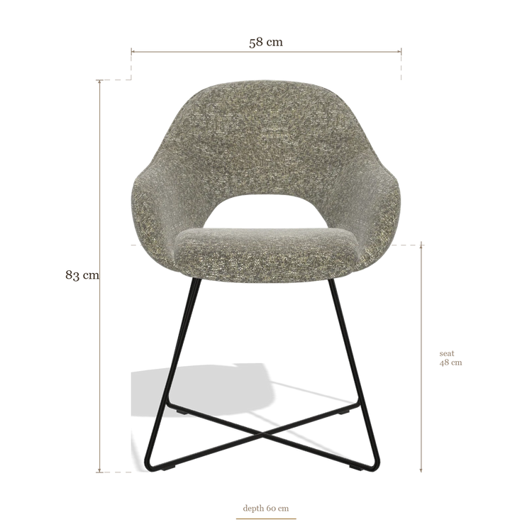 Eetkamerstoel Milan 6516, afmetingen 58 x 60 x 83 cm