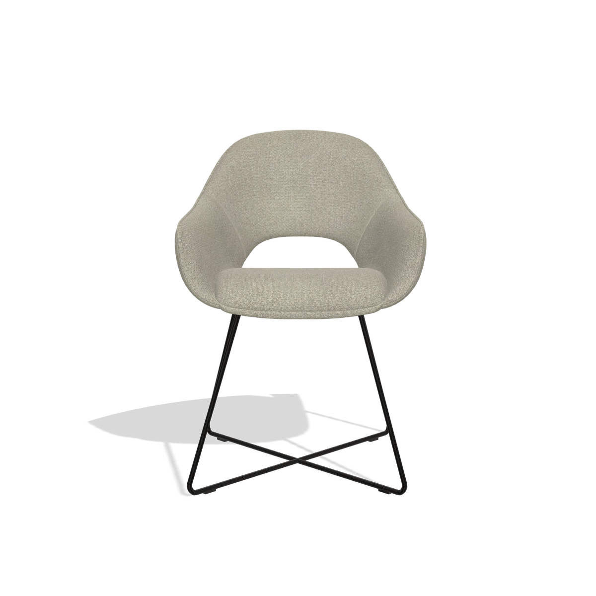 Dining Chair Milan 6516 in Rhythm 05 fabric (greige), black legs, front view