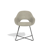 Dining Chair Milan 6516 in Rhythm 05 fabric (greige), black legs, front view