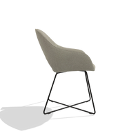 Dining Chair Milan 6516 in Rhythm 05 fabric (greige), black legs, side view