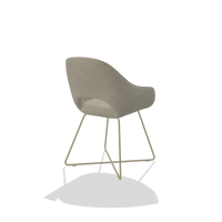 Dining Chair Milan 6516 in Rhythm 05 fabric (greige), champagne legs, back angled view