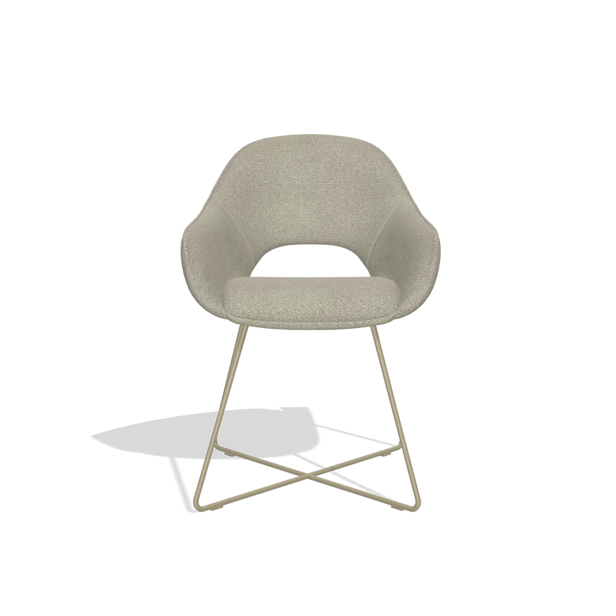 Dining Chair Milan 6516 in Rhythm 05 fabric (greige), champagne legs, front view