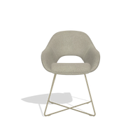 Dining Chair Milan 6516 in Rhythm 05 fabric (greige), champagne legs, front view