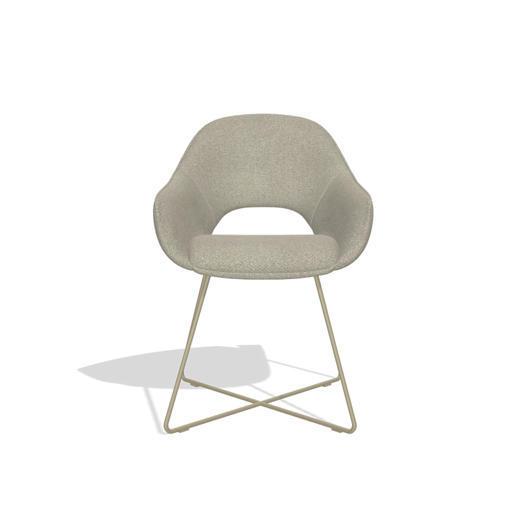 Dining Chair Milan 6516 in Rhythm 05 fabric (greige), champagne legs, front view