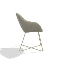 Dining Chair Milan 6516 in Rhythm 05 fabric (greige), champagne legs, side view