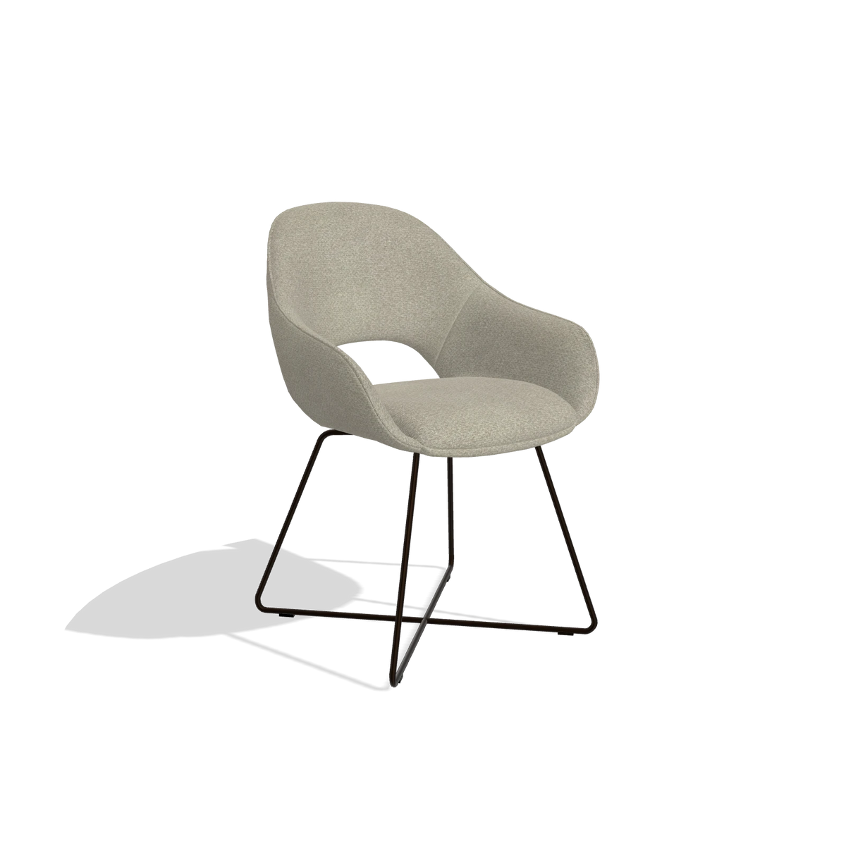 Dining Chair Milan 6516 in Rhythm 05 fabric (greige), espresso legs, angled view