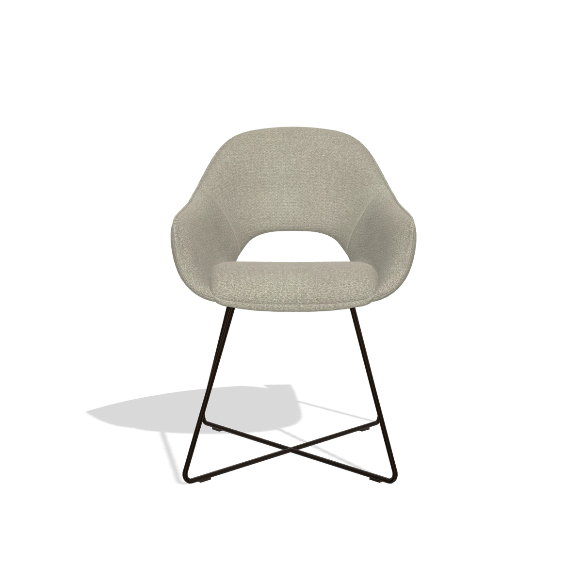 Dining Chair Milan 6516 in Rhythm 05 fabric (greige), espresso legs, front view