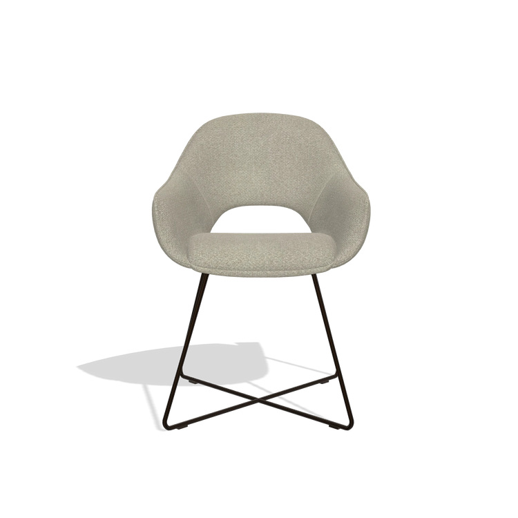 Dining Chair Milan 6516 in Rhythm 05 fabric (greige), espresso legs, front view