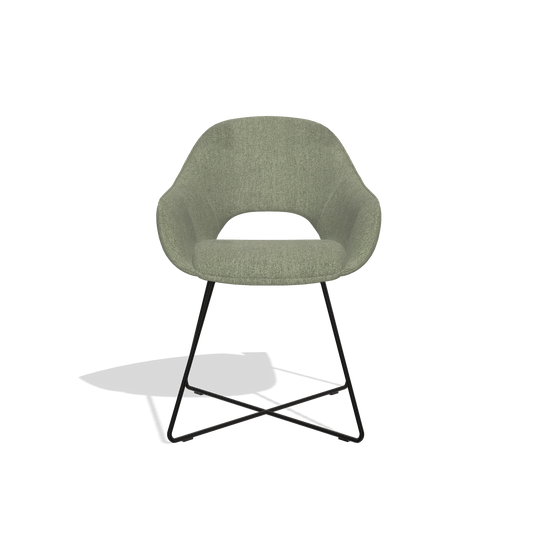 Silla de comedor Milan 6516 en tela San Remo 500 (topo), patas en negro, vista frontal