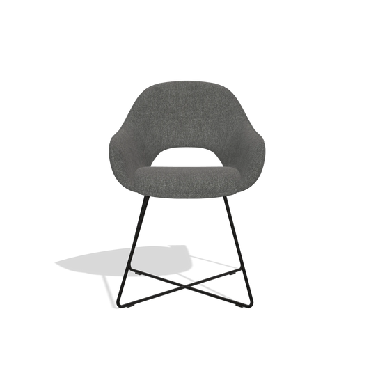 Silla de comedor Milan 6516 en tela San Remo 800 (antracita), patas en negro, vista frontal