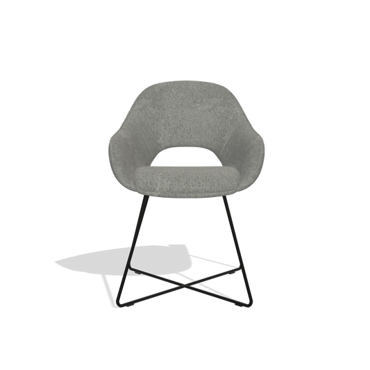Silla de comedor Milan 6516 en tela San Remo 802 (topo), patas en negro, vista frontal