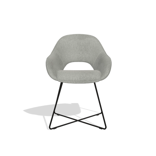 Dining Chair Milan 6516 in San Remo 901 fabric (grey), black legs, front view