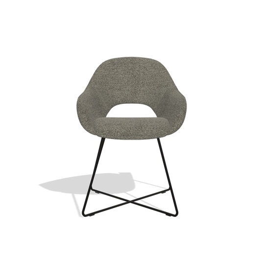 Dining Chair Milan 6516 in Sneak 10 fabric (dark grey), black legs, front view