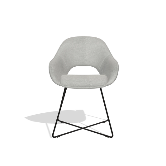 Dining Chair Milan 6516 in Sneak 110 fabric (greige), black legs, front view