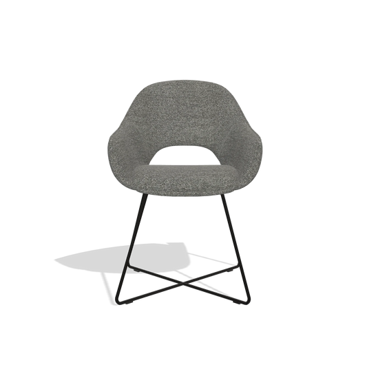 Dining Chair Milan 6516 in Sneak 12 fabric (dark grey), black legs, front view