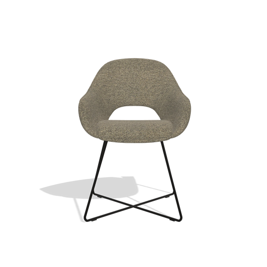 Dining Chair Milan 6516 in Sneak 124 fabric (olive), black legs, front view