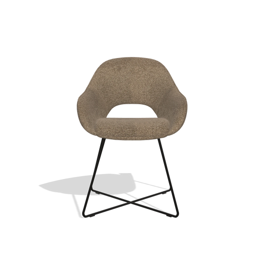 Dining Chair Milan 6516 in Sneak 16 fabric (olive), black legs, front view