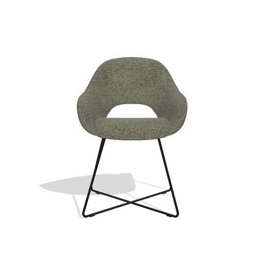Dining Chair Milan 6516 in Sneak 59 fabric (dark grey), black legs, front view