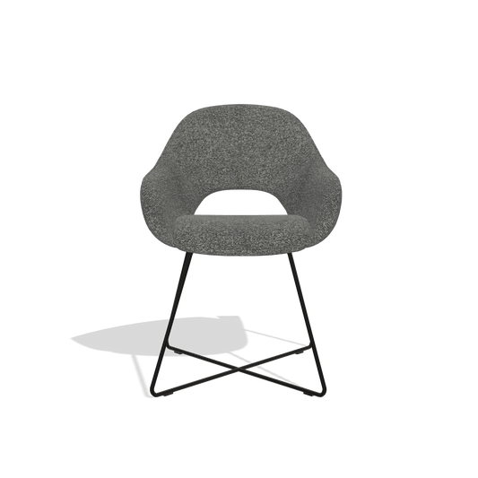 Dining Chair Milan 6516 in Sneak 65 fabric (dark grey), black legs, front view