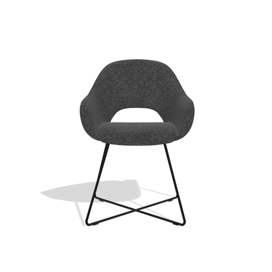 Dining Chair Milan 6516 in Sneak 67 fabric (black), black legs, front view
