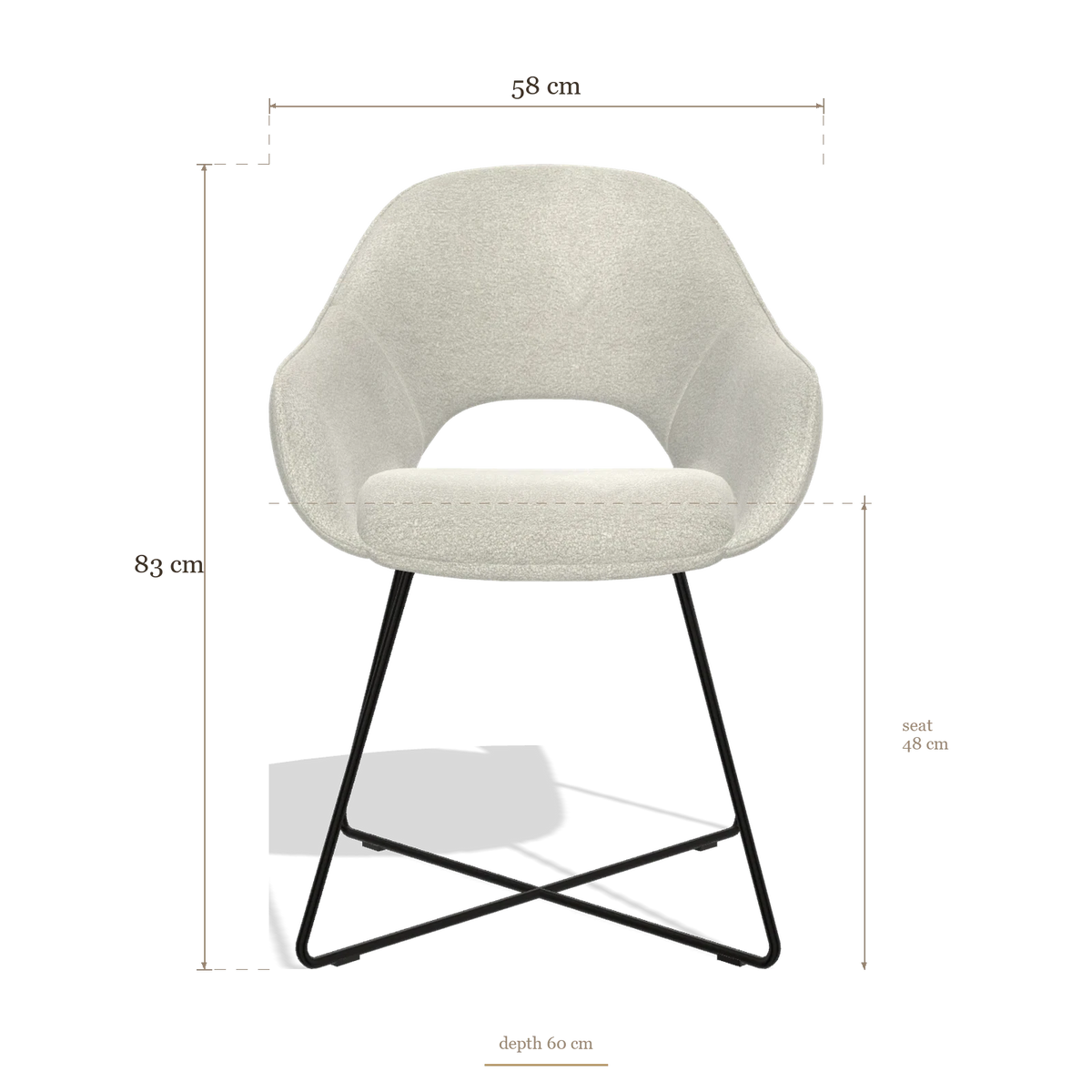 Sedia da pranzo Milan 6516, dimensioni 58 x 60 x 83 cm