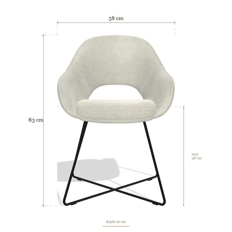 Sedia da pranzo Milan 6516, dimensioni 58 x 60 x 83 cm