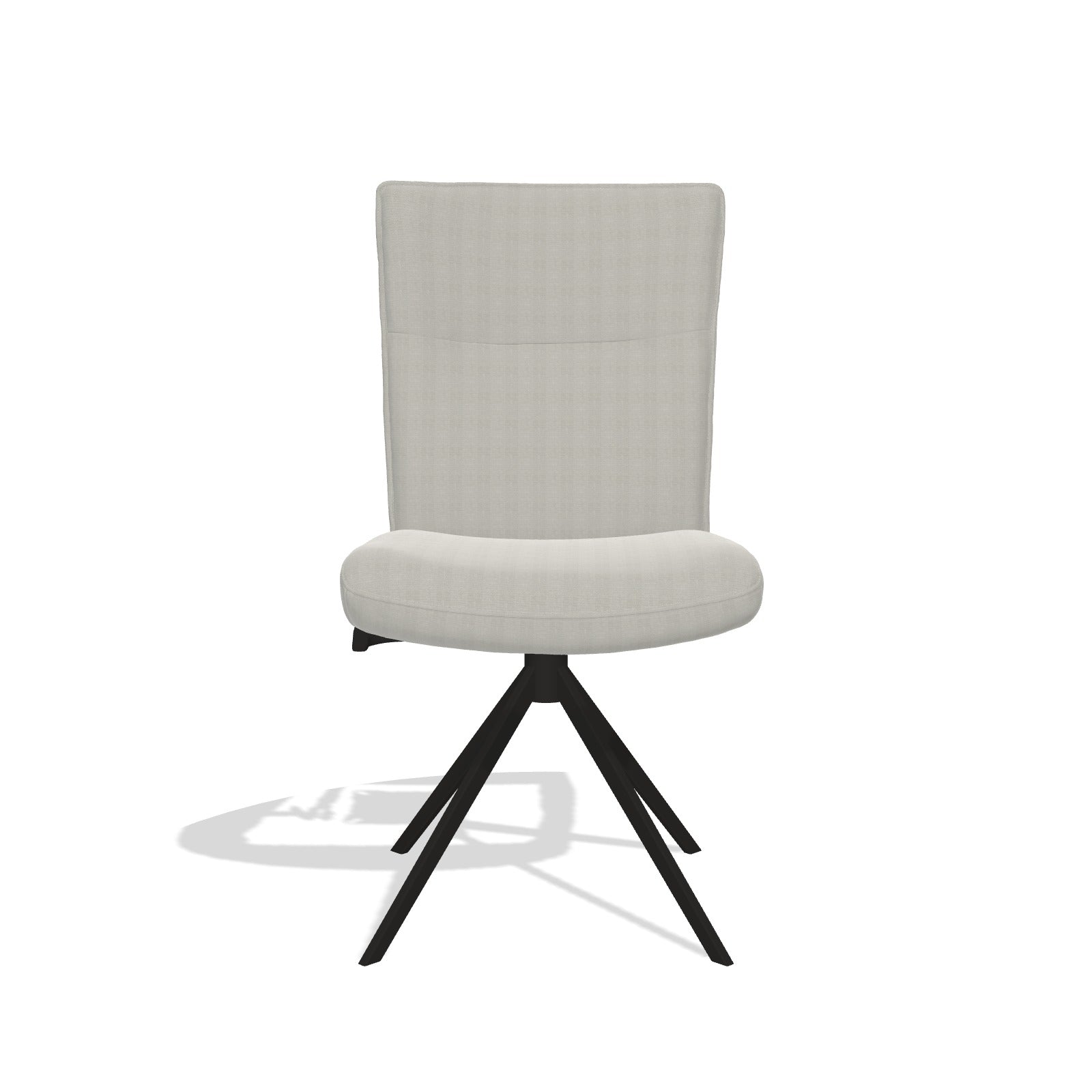 Monroe de Luxe 6606 dining chair with adjustable backrest in Sneak 01 Natural fabric with black swivel base, front view