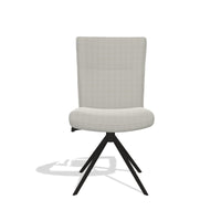 Monroe de Luxe 6606 dining chair with adjustable backrest in Sneak 01 Natural fabric with black swivel base, front view
