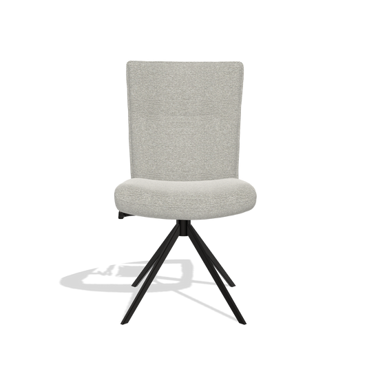 Monroe de Luxe 6606 dining chair with adjustable backrest in Sneak 01 Natural fabric with black swivel base, front view