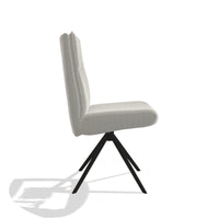 Monroe de Luxe 6606 dining chair with adjustable backrest in Sneak 01 Natural fabric with black swivel base, side view