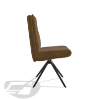 Dining Chair Monroe De Luxe 6606 in Adore 132 fabric (brown), black swivel base, side view