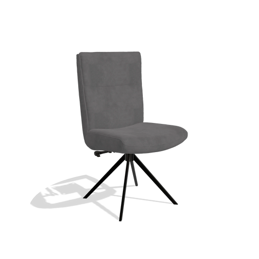 Esszimmerstuhl Monroe De Luxe 6606 in Stoff Adore 180 (Dunkelgrau), Drehfuß in Schwarz, Schrägansicht