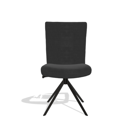 Esszimmerstuhl Monroe De Luxe 6606 in Stoff Adore 67 (Schwarz), Drehfuß in Schwarz, Vorderansicht