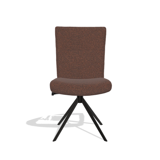 Esszimmerstuhl Monroe De Luxe 6606 in Stoff Ascot Brick (Schokobraun), Drehfuß in Schwarz, Vorderansicht