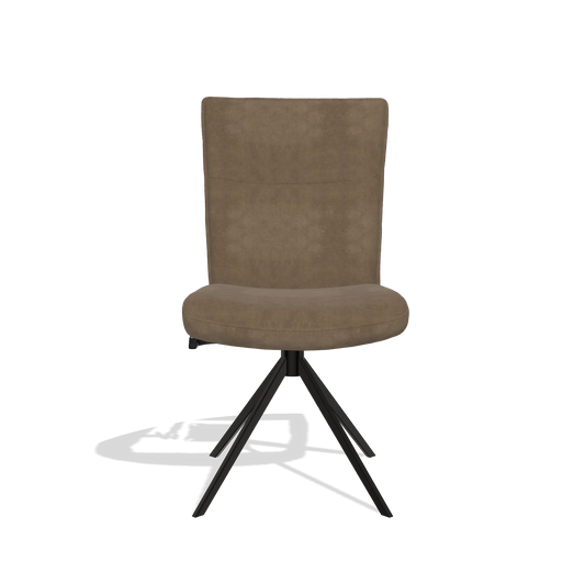 Silla de comedor Monroe De Luxe 6606 en tela Bull 15 (marrón), base giratoria en negro, vista frontal
