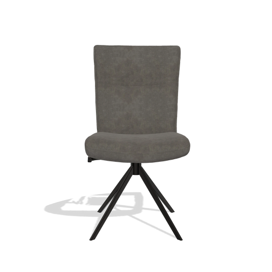 Silla de comedor Monroe De Luxe 6606 en tela Bull 18 (gris oscuro), base giratoria en negro, vista frontal