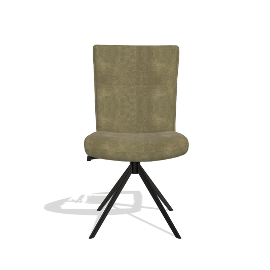 Silla de comedor Monroe De Luxe 6606 en tela Bull 59 (oliva), base giratoria en negro, vista frontal
