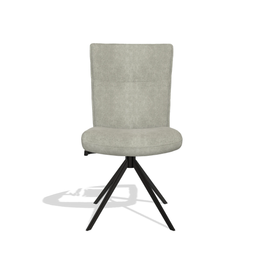Silla de comedor Monroe De Luxe 6606 en tela Bull 65 (greige), base giratoria en negro, vista frontal