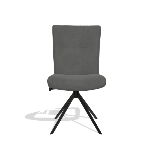 Silla de comedor Monroe De Luxe 6606 en tela Bull 67 (gris oscuro), base giratoria en negro, vista frontal