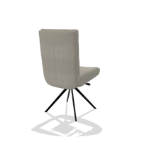 Dining Chair Monroe De Luxe 6606 in Glory 01 fabric (greige), black swivel base, back angled view