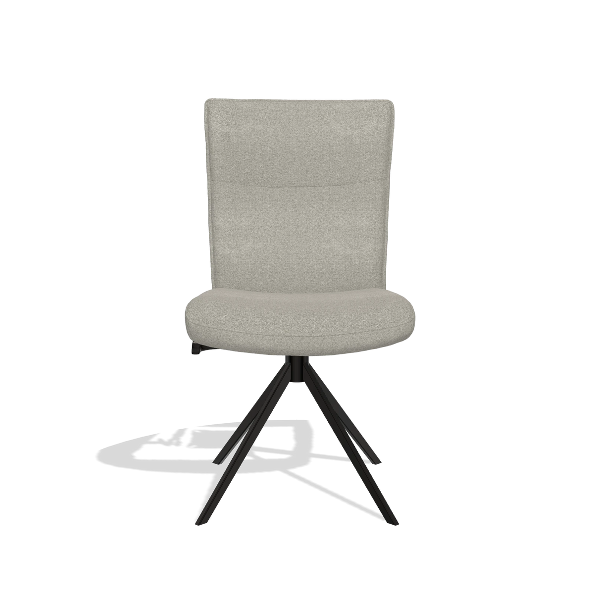 Dining Chair Monroe De Luxe 6606 in Glory 01 fabric (greige), black swivel base, front view