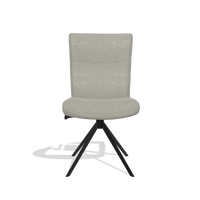Dining Chair Monroe De Luxe 6606 in Glory 01 fabric (greige), black swivel base, front view