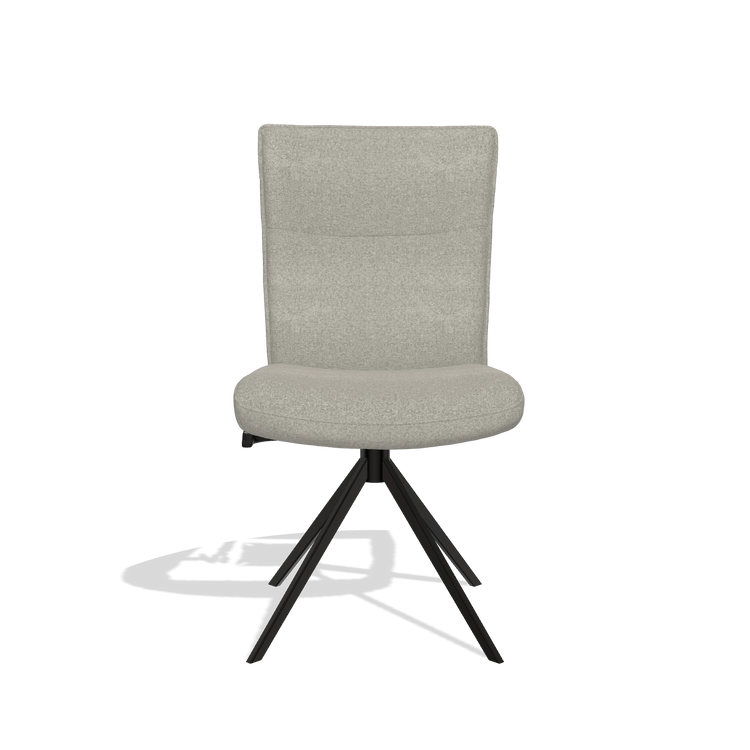 Dining Chair Monroe De Luxe 6606 in Glory 01 fabric (greige), black swivel base, front view