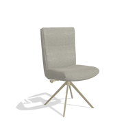 Dining Chair Monroe De Luxe 6606 in Glory 01 fabric (greige), champagne swivel base, angled view