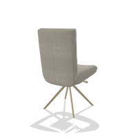 Dining Chair Monroe De Luxe 6606 in Glory 01 fabric (greige), champagne swivel base, back angled view