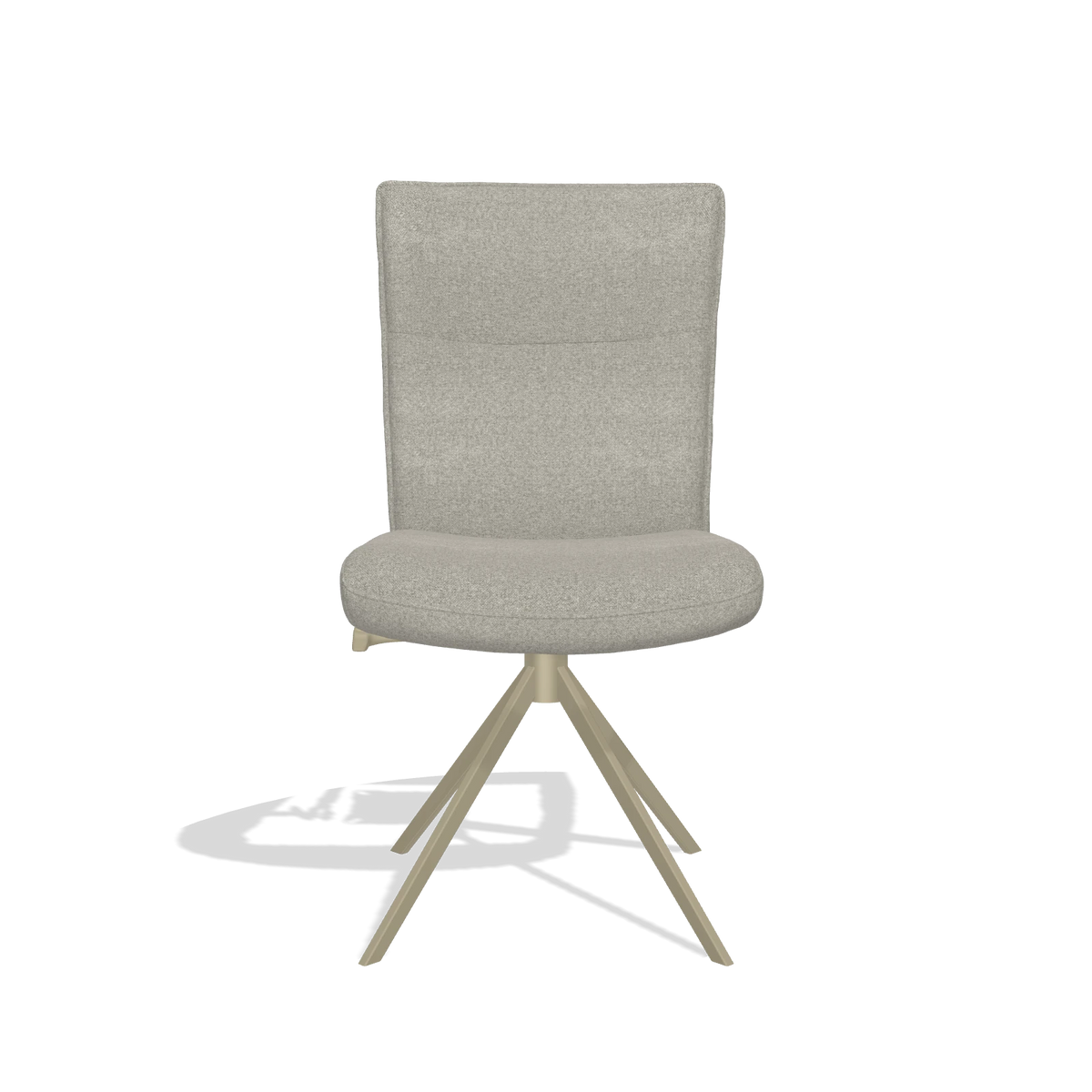 Dining Chair Monroe De Luxe 6606 in Glory 01 fabric (greige), champagne swivel base, front view