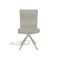 Dining Chair Monroe De Luxe 6606 in Glory 01 fabric (greige), champagne swivel base, front view