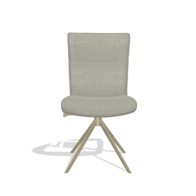 Dining Chair Monroe De Luxe 6606 in Glory 01 fabric (greige), champagne swivel base, front view