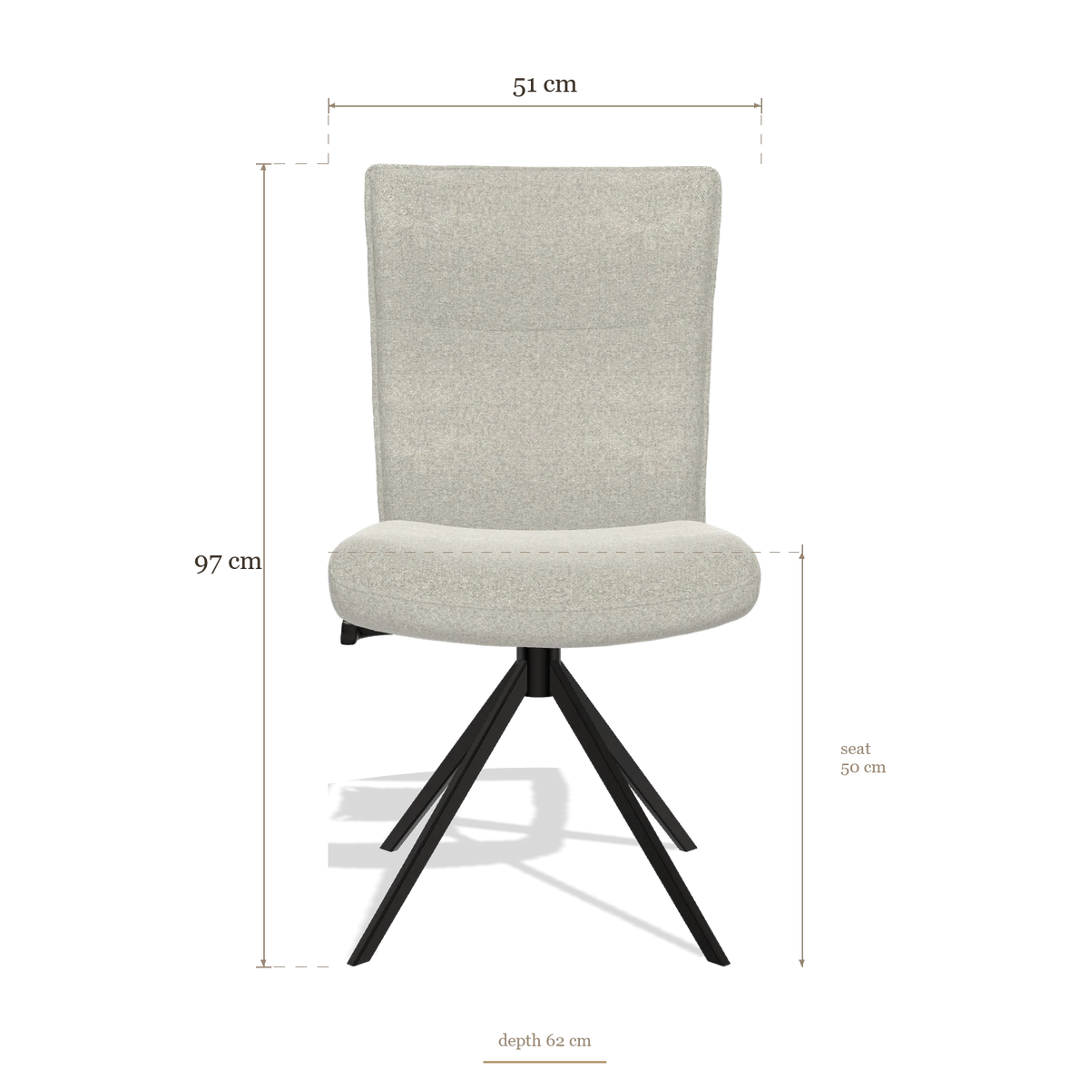 Dining Chair Monroe De Luxe 6606, dimensions 51 x 62 x 97 cm